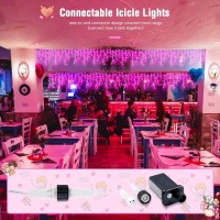 Jmexsuss 400 Led Pink Icicle Lights For Room Decor Connectable Pink String Lights Indoor Outdoor With Remote Pink Christmas Li