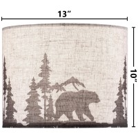 Goso Drum Lampshades Set Of 2 Medium Beige Bear Deer Lamp Shades For Table Lamps 13 Top X 13 Bottom X 10 High Spider