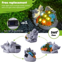 Tiejiajiang Solar Dragon Statue With Succulent Lights Dragon Garden Sculptures Statues