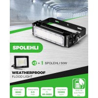 Spolehli Led Stadium Flood Lights 300W Equivalent 8000Lm Super Bright Led Arena Lights 85-305V Ip66 Waterproof 6500K Daylight White 50W Outdoor Lighting For Farm Stadium Riding Arena Field Rink