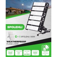 Spolehli Led Stadium Flood Lights 2000W Equivalent 48000Lm Super Bright Led Arena Lights 85-305V Ip66 Waterproof 6500K Daylight White 300W Outdoor Lighting For Farm Stadium Riding Arena Field Rink