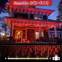 Jmexsuss 400 Led Red Icicle Lights For Halloween Decor Connectable Red Halloween String Lights Indoor Outdoor With Remote Red