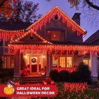 Jmexsuss 400 Led Red Icicle Lights For Halloween Decor Connectable Red Halloween String Lights Indoor Outdoor With Remote Red