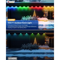 Lphianx Permanent Outdoor Lights 100Ft With 80 Led Lights Smart Permanent Outdoor Lights Appvoiceremote Ip67 Waterproof Per