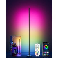 Yikbik Rgb Corner Floor Lamp 65 Color Changing Led Floor Lamp Music Sync Bluetooth App Remote Control 16 Million Diy Colors