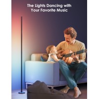 Yikbik Rgb Corner Floor Lamp 65 Color Changing Led Floor Lamp Music Sync Bluetooth App Remote Control 16 Million Diy Colors