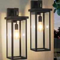 Zsmaiku 22In Large Exterior Lighting Fixtures Modern Wall Lantern,Outdoor Wall Lights With Clear Glass Shade,E26 Base Outdoor Lamps For Patio Porch,Waterproof Outside Exterior Lights For House 2 Pcs