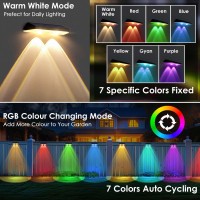 Outdoor Solar Fence Lights 6 Pack Warm White Rgb 7 Color Charging Solar Deck Lights Waterproof Solar Lights For Outside Wall