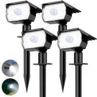 Nipify Solar Spot Lights Outdoor Motion Sensor- 4 Pack/56 Led/3 Modes Solar Powered Spotlights Waterproof 2-In-1 Auto On/Off Landscape Lighting For Outside Yard Wall Garden, Cool White