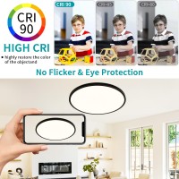 Glowall Modern 24 Led Ceiling Light Fixture Ultra Thin Flush Mount 56W Dimmable With Remote Control 5600 Lumen Black For