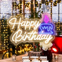 Firzycie Happy Birthday Neon Sign Usb Powered 1575 1063 Dimmable Acrylic Led Neon Lights Wall Decor For Bedroom Party