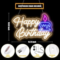 Firzycie Happy Birthday Neon Sign Usb Powered 1575 1063 Dimmable Acrylic Led Neon Lights Wall Decor For Bedroom Party