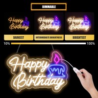 Firzycie Happy Birthday Neon Sign Usb Powered 1575 1063 Dimmable Acrylic Led Neon Lights Wall Decor For Bedroom Party