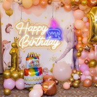 Firzycie Happy Birthday Neon Sign Usb Powered 1575 1063 Dimmable Acrylic Led Neon Lights Wall Decor For Bedroom Party