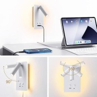 Moluola Led Wall Lamp Wall Mounted Reading Lights Set Of 2 Adjustable Headboard Plug In Wall Sconce With Usb Ca Ports Headboa