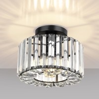 Frideko Home Semi Flush Mount Ceiling Light Crystal Hallway Light Mini Chandelier Kitchen Lighting Fixtures Ceiling Black Flus