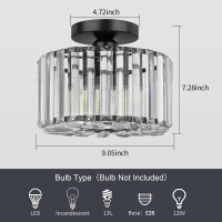 Frideko Home Semi Flush Mount Ceiling Light Crystal Hallway Light Mini Chandelier Kitchen Lighting Fixtures Ceiling Black Flus