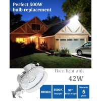 Cinoton Led Barn Light Dusk To Dawn Outdoor Lighting 42W 4950Lm 5000K Daylight Security Flood Light Ul Listed Ip65 Waterpro