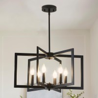 Miaybph Black Chandelier Dining Room Light Fixture Geometric Metal Modern Industrial Chandelier Lighting For Farmhouse Living R