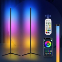 2Pcs Rgb Floor Lamp Corner Floor Lamp Rgb Color Changing Corner Lamp Led Modern Floor Lights With Bluetooth App And Remote Cont