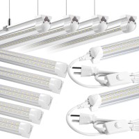 Phiwicsh 8Ft Led Shop Light 10 Pack Hangingsurface Mount 6000Kwhite Light Led Tube Light Plug Play 72W 11520Lm Super Brigh