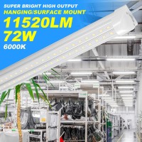 Phiwicsh 8Ft Led Shop Light 10 Pack Hangingsurface Mount 6000Kwhite Light Led Tube Light Plug Play 72W 11520Lm Super Brigh