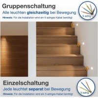 Lambado Stair Lighting With Motion Sensor In Brushed Aluminium - Led Step Lighting 1.5 W 230 V With 3D Light Effect For Safety And Ambience On Stairs