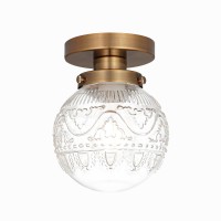 Daunton Semi Flush Mount Ceiling Light Modern Globe Clear Glass Ceiling Light Fixture Vintage Small Brass Gold Hallway Light F