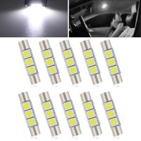 GKmow 10 PCS Car 28mm LED Reading Light 6614F6612F 50503SMD Chips 180 Lighting Super Bright Sunshade Makeup Light Plug and Play No Delay Roof Light Replacement Universal for Cars White