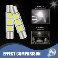 GKmow 10 PCS Car 28mm LED Reading Light 6614F6612F 50503SMD Chips 180 Lighting Super Bright Sunshade Makeup Light Plug and Play No Delay Roof Light Replacement Universal for Cars White