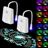 Hotut Toilet Night Lights 2Pcs Toilet Lights Motion Sensor With Star Projector Usb Rechargeable 16 Colors Changing Led Inside