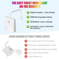 Hotut Toilet Night Lights 2Pcs Toilet Lights Motion Sensor With Star Projector Usb Rechargeable 16 Colors Changing Led Inside