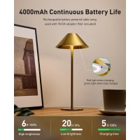 Bojim Gold Table Lamp Cordless Rechargeable Battery Operated Lamps For Home 3 Color Stepless Small Dimmable Touch Lamp Wirele