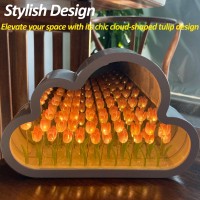 Joezhe Tulip Night Light Cloud Mirror Light Finished Product Decorative Night Lamp Bedside Table Lamp Bedroom Livingroom Destop