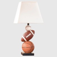 Herbestbay Kids Table Lamp Adorable 14 Inch Football Basketball Baseball Design With Cute Lampshade Sportsthemed Lamp Idea