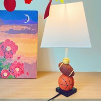 Herbestbay Kids Table Lamp Adorable 14 Inch Football Basketball Baseball Design With Cute Lampshade Sportsthemed Lamp Idea