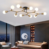 Quoobe Mid Centur Modern 10 Light Semi Flush Mount Ceiling Lighting Fixture For Dining Room Living Room Bedroom Aisle Kitchen Re