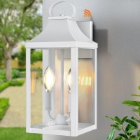 Dusk To Dawn Black Outdoor Wall Lantern 2Light 15 Outside Modern Wall Sconce Light Fixture Industrial Porch Light Wall Moun