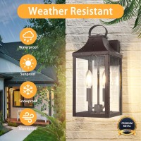 Myhxq 15 Dusk To Dawn Black Outdoor Wall Lantern 2Light Outside Modern Wall Sconce Light Fixture Industrial Porch Light Wal