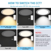 Jarlstar 8 Inch Led Recessed Light With Junction Box6Pack Ultra Thin Led Recessed Lights 3Cct 3000K4000K6000K Selectable Dimm