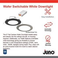 Juno Wf6 Sww5 90Cri Mbbn M6 Round Led Wafer Downlight 120 Volts Switchable Color Temperature 2700K3000K3500K4000K5000K Tr