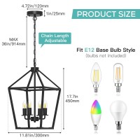 Sunwish Farmhouse Chandelier 4Light Black Industrial Lantern Ceiling Light Fixtures For Dining Room Metal Cage Adjustable Hei