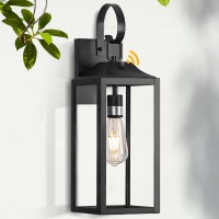 Yolsunes Black Dusk To Dawn Outdoor Wall Lantern 19 Large Outside Modern Wall Sconce Light Fixture Farmhouse Porch Light Wal