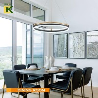 Benkut Modern Led Pendant Light 236 Black Gold Dimmable Circular Led Chandelier 1 Ring With Remote Round Hanging Light For K