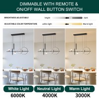 Oranoor Led Modern Chandeliers For Dining Room Dimmable Black Gold Chandelier Kitchen Pendant Lighting Over Island Linear Ring