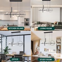 Oranoor Led Modern Chandeliers For Dining Room Dimmable Black Gold Chandelier Kitchen Pendant Lighting Over Island Linear Ring