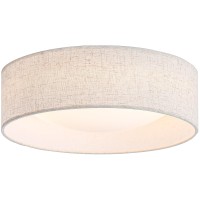 Calokes 13 Fabric Flush Mount Ceiling Light 24W 3000K Led Closed To Ceiling Light Fixture With Classic Linen Drum Design For