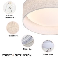 Calokes 13 Fabric Flush Mount Ceiling Light 24W 3000K Led Closed To Ceiling Light Fixture With Classic Linen Drum Design For