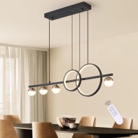 Oranoor Led Gold Chandelier For Dining Room Dimmable Modern Pendant Lights For Kitchen Island 6Light Linear Globe Chandelier