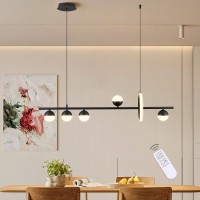 Oranoor Modern Led Chandeliers For Dining Room Dimmable Kitchen Pendant Lighting Over Island 39In Linear Globe Chandelier Ligh